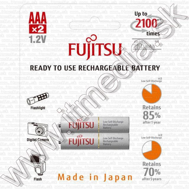 Image of Fujitsu White (Eneloop) akku HR03 2x750 mAh AAA *Blister* *Ready2Use* (IT11003)